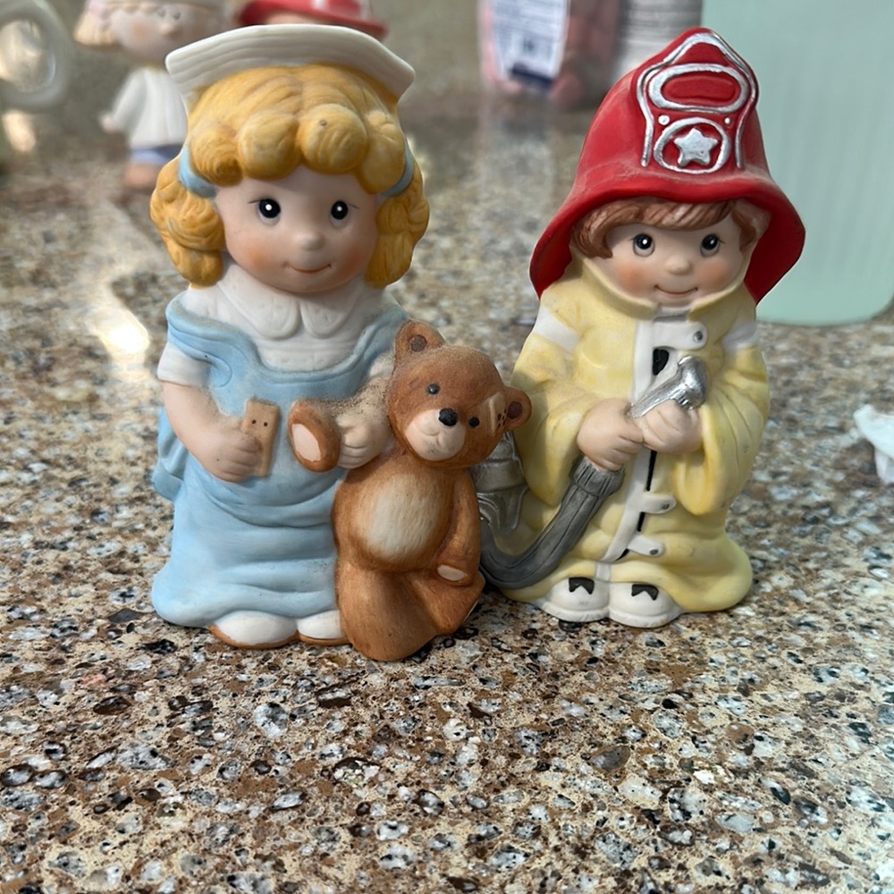 Adorable Nurse and Firefighter Figurines Set